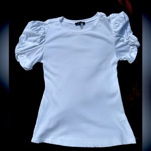 EUC - 1.State Puff Sleeve Rib Knit T-Shirt - Ultra White - Size M (W)
